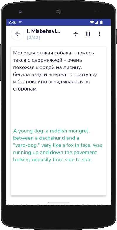 russian trainer application bilingual reading